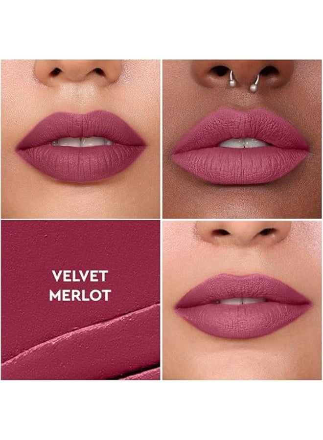 Kiro Non-Stop Airy Matte Liquid Lipstick - Velvet Merlot (Redish Pink), 5ml | Super-Pigmented, Long-Lasting, hydrating | Waterproof, Smudge-Proof, Lightweight | Infused with Avocado & Apricot Oil - Image 4